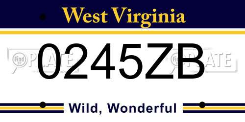 0245ZB West Virginia License Plate