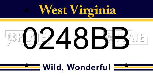 0248BB West Virginia License Plate