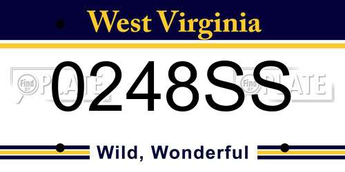 0248SS West Virginia License Plate