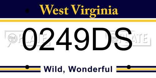 0249DS West Virginia License Plate