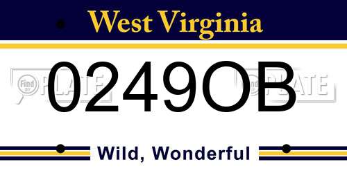 0249OB West Virginia License Plate