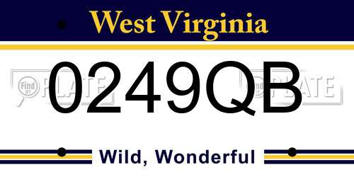 0249QB West Virginia License Plate