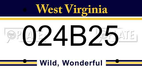 024B25 West Virginia License Plate