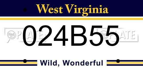 024B55 West Virginia License Plate