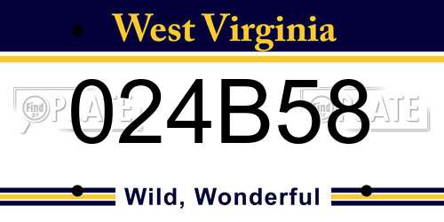 024B58 West Virginia License Plate