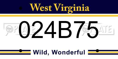 024B75 West Virginia License Plate