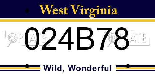 024B78 West Virginia License Plate