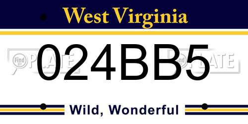 024BB5 West Virginia License Plate