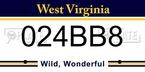 024BB8 West Virginia License Plate