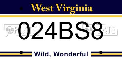024BS8 West Virginia License Plate