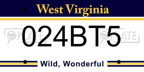 024BT5 West Virginia License Plate