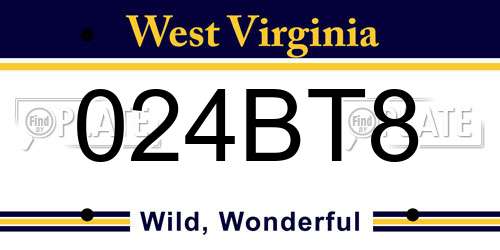 024BT8 West Virginia License Plate