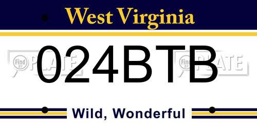 024BTB West Virginia License Plate