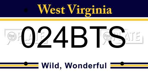 024BTS West Virginia License Plate