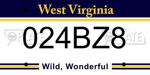 024BZ8 West Virginia License Plate