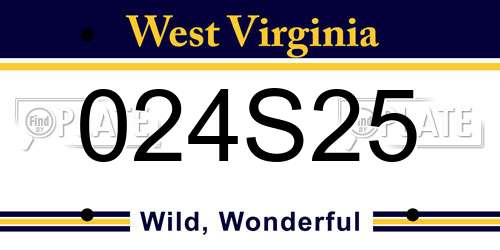 024S25 West Virginia License Plate