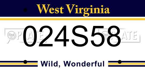024S58 West Virginia License Plate