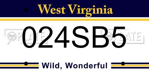 024SB5 West Virginia License Plate