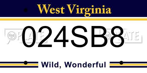 024SB8 West Virginia License Plate
