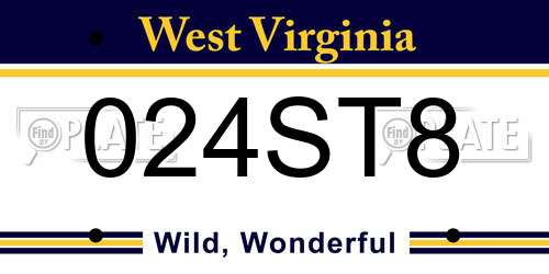 024ST8 West Virginia License Plate