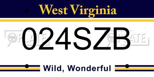 024SZB West Virginia License Plate