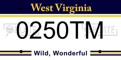 0250TM West Virginia License Plate