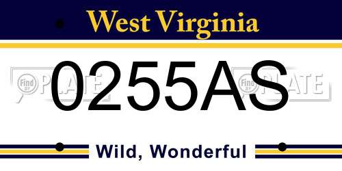 0255AS West Virginia License Plate