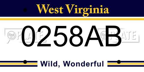 0258AB West Virginia License Plate