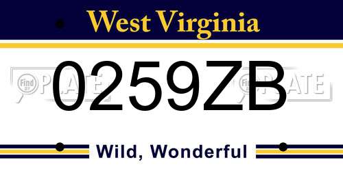 0259ZB West Virginia License Plate
