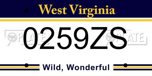 0259ZS West Virginia License Plate