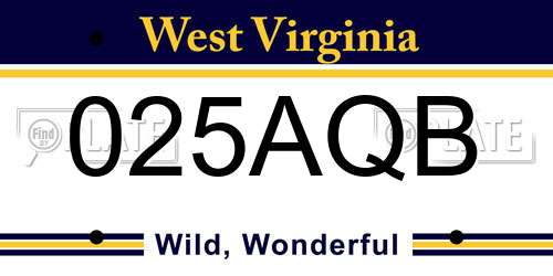025AQB West Virginia License Plate
