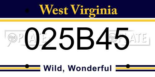 025B45 West Virginia License Plate