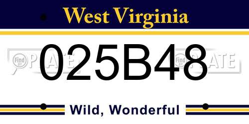 025B48 West Virginia License Plate