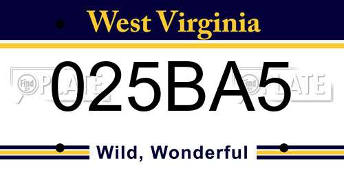 025BA5 West Virginia License Plate