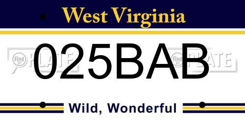 025BAB West Virginia License Plate