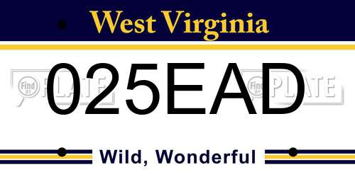 025EAD West Virginia License Plate