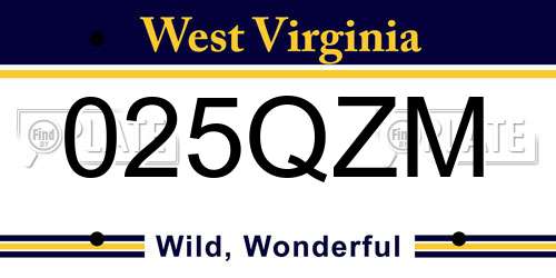 025QZM West Virginia License Plate