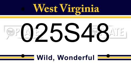 025S48 West Virginia License Plate