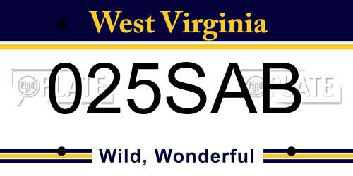 025SAB West Virginia License Plate