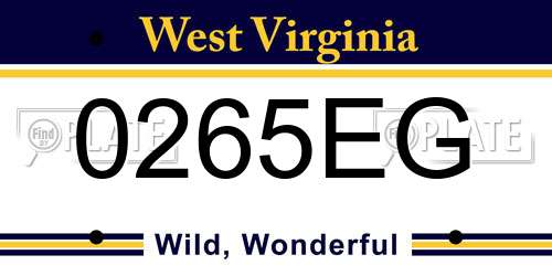 0265EG West Virginia License Plate