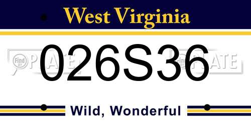 026S36 West Virginia License Plate