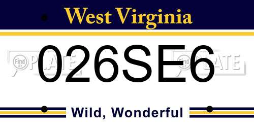 026SE6 West Virginia License Plate