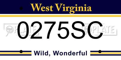0275SC West Virginia License Plate
