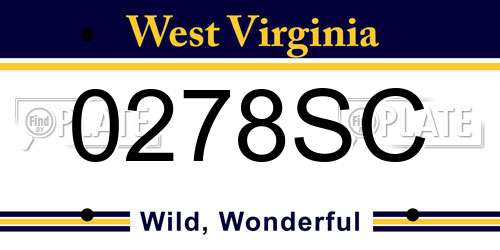 0278SC West Virginia License Plate