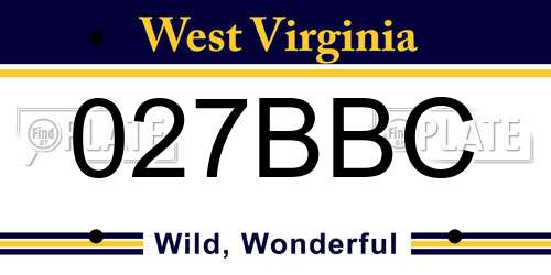 027BBC West Virginia License Plate