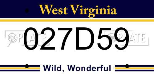 027D59 West Virginia License Plate
