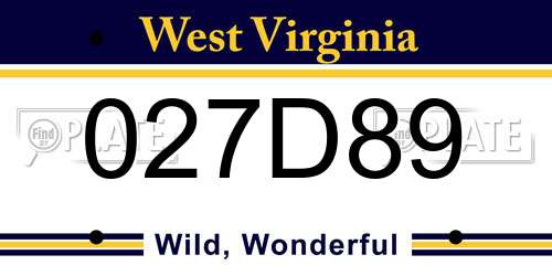 027D89 West Virginia License Plate