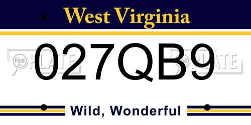 027QB9 West Virginia License Plate