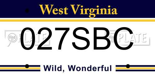 027SBC West Virginia License Plate