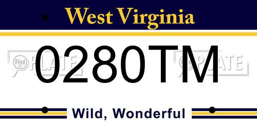 0280TM West Virginia License Plate